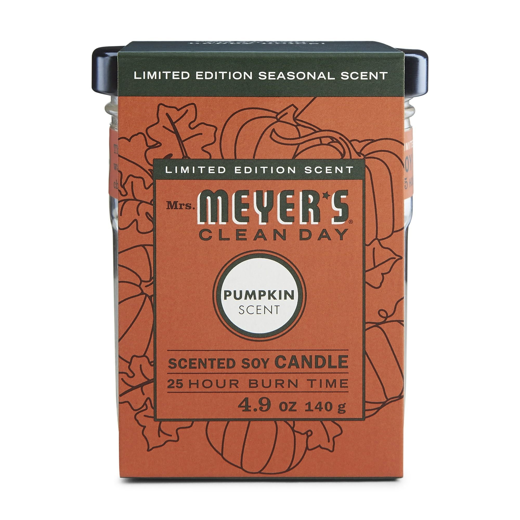 Mrs. Meyer's Clean Day Scented Soy Candle, Small Glass,&nbsp;Pumpkin, 4.9 oz - SJB-DIAMOND ELITES