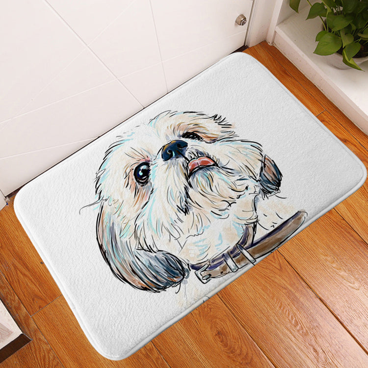 Pet dog flannel floor mat door mat printing foot mat anti-slip mat carpet Pi-Mart