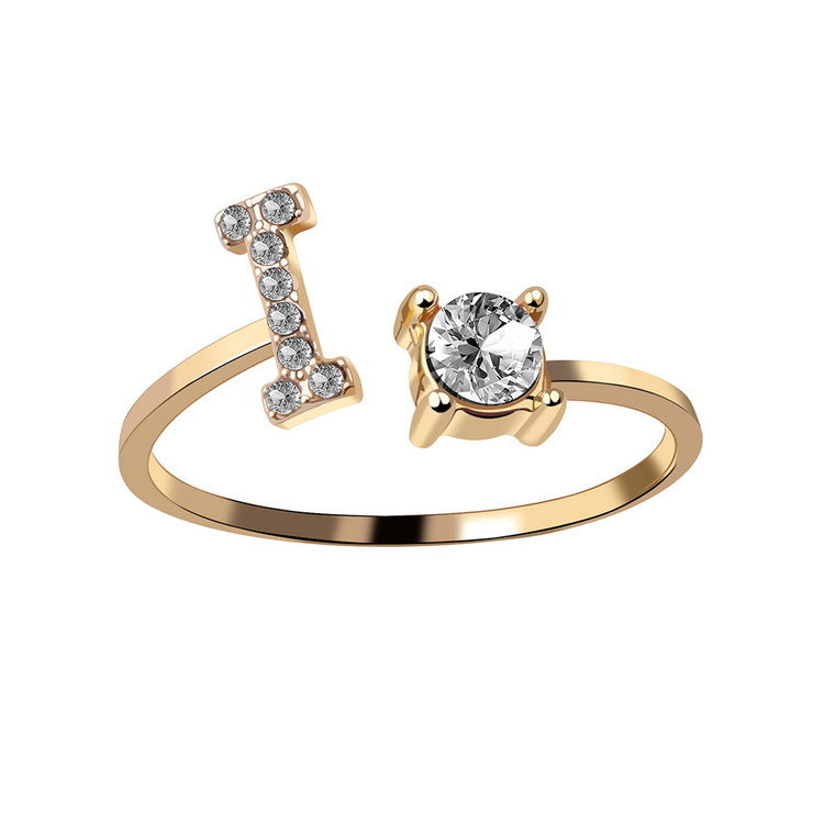 Adjustable 26 Initial Letter Ring Fashion Jewelry For Women Simple Elegant Jewelry Pi-Mart
