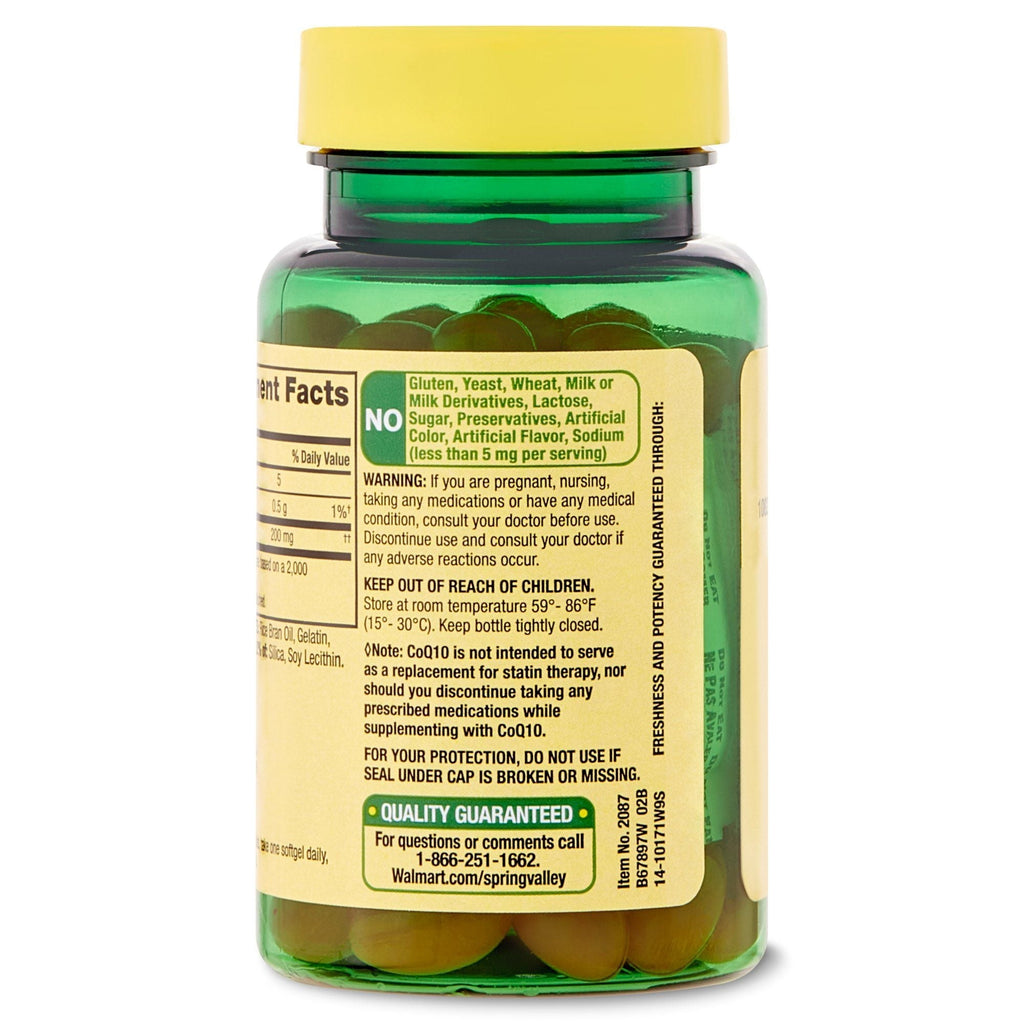 Spring Valley Rapid-Release CoQ10 Dietary Supplement; 200 mg; 30 Count EasyOptionXY LLC