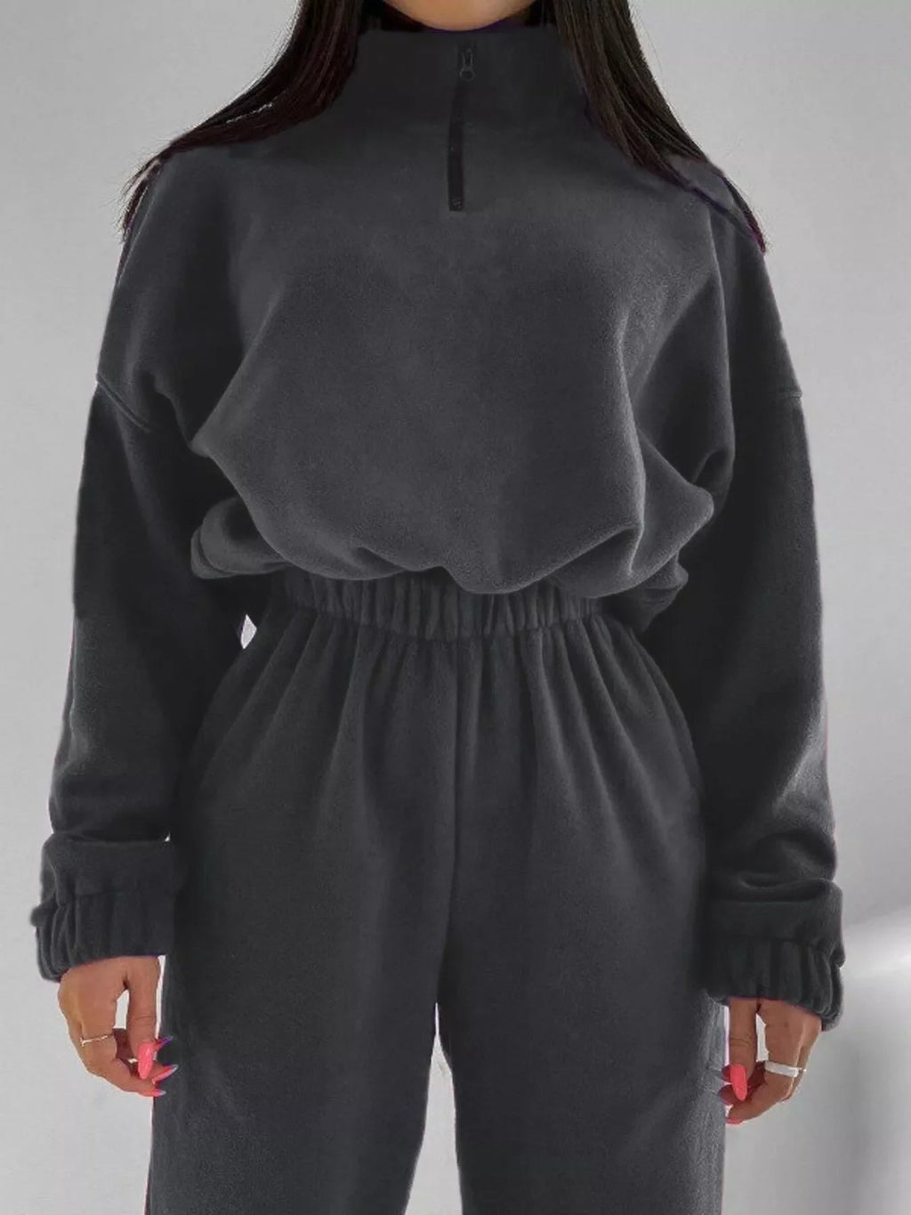 Quarter Zip Sweatshirt and Pants Set THRIXINE