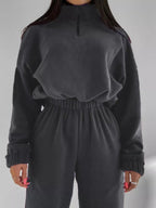 Quarter Zip Sweatshirt and Pants Set THRIXINE