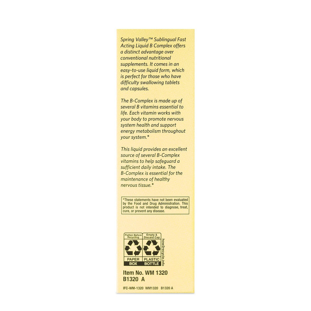 Spring Valley Liquid Vitamin B Complex Dietary Supplement with B12; 2 fl oz EasyOptionXY LLC