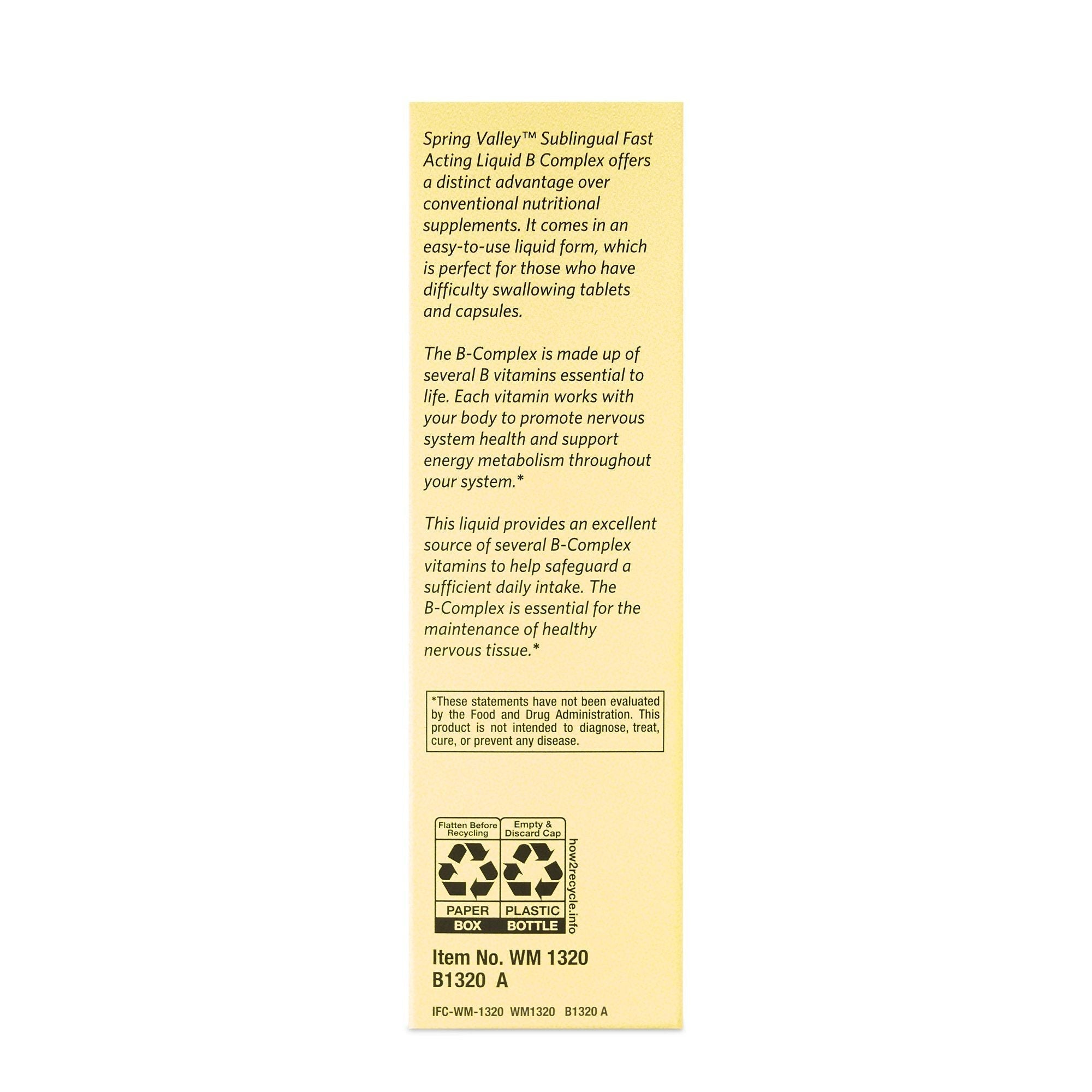 Spring Valley Liquid Vitamin B Complex Dietary Supplement with B12; 2 fl oz EasyOptionXY LLC