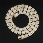 Full bar zircon square men's necklace Pi-Mart