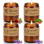 4 Pack Candles Gifts for Home Scented, Long Lasting Jar Soy Scented Candle Gifts, Soy Wax Aromatherapy Candles - Lavender, Amber & Moss, Sandalwood Rose, 28.4oz - SJB-DIAMOND ELITES