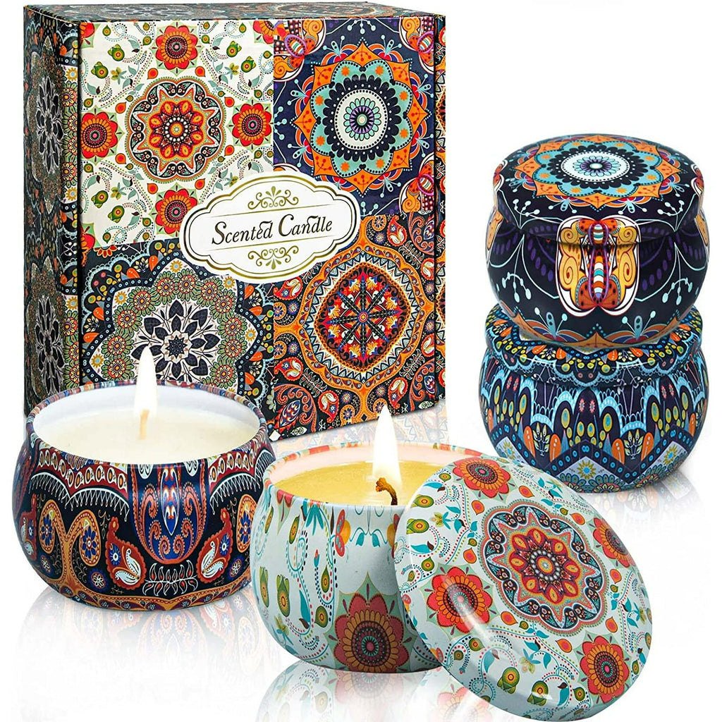 OSHINE 4-PACK Christmas Candles Scented Candles Gift Set Aromatherapy Soy Candles 100% Natural Soy 4.4 oz Strongly Fragrance Stress Relief for Mother's Day,Valentine's Day,Birthday,Anniversary - SJB-DIAMOND ELITES