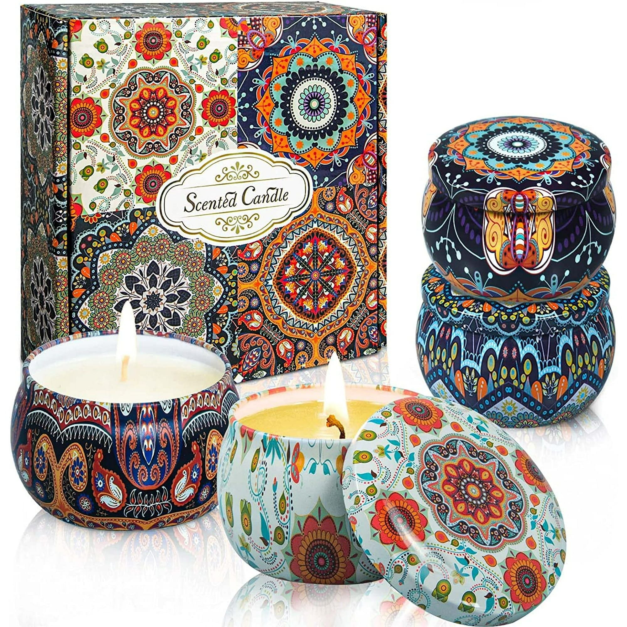 OSHINE 4-PACK Christmas Candles Scented Candles Gift Set Aromatherapy Soy Candles 100% Natural Soy 4.4 oz Strongly Fragrance Stress Relief for Mother's Day,Valentine's Day,Birthday,Anniversary - SJB-DIAMOND ELITES