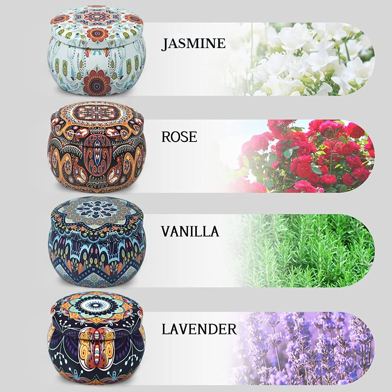 OSHINE 4-PACK Christmas Candles Scented Candles Gift Set Aromatherapy Soy Candles 100% Natural Soy 4.4 oz Strongly Fragrance Stress Relief for Mother's Day,Valentine's Day,Birthday,Anniversary - SJB-DIAMOND ELITES