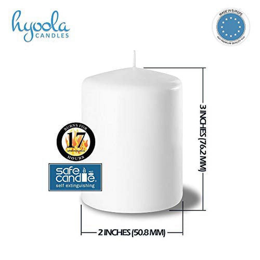 Hyoola 2 x 3 White Unscented European Made Pillar Candles, Dripless Paraffin Wax with Smokeless Cotton Wicks, 4-Pack - SJB-DIAMOND ELITES