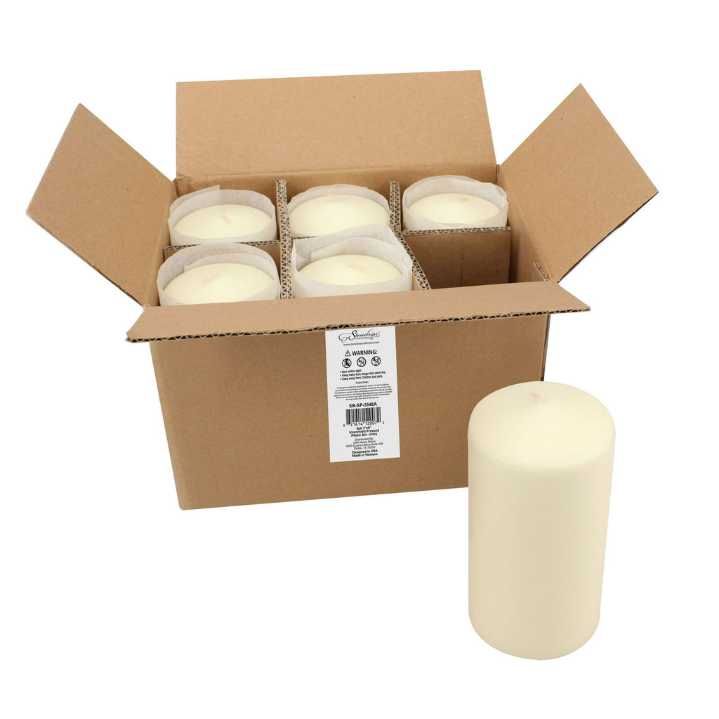 Stonebriar 3" x 6" Unscented 1-Wick Ivory Pillar Candles, 6 Pack - SJB-DIAMOND ELITES