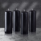 Hyoola 2 x 6 Black Unscented European Made Pillar Candles, Dripless Paraffin Wax with Smokeless Cotton Wicks, 4-Pack - SJB-DIAMOND ELITES
