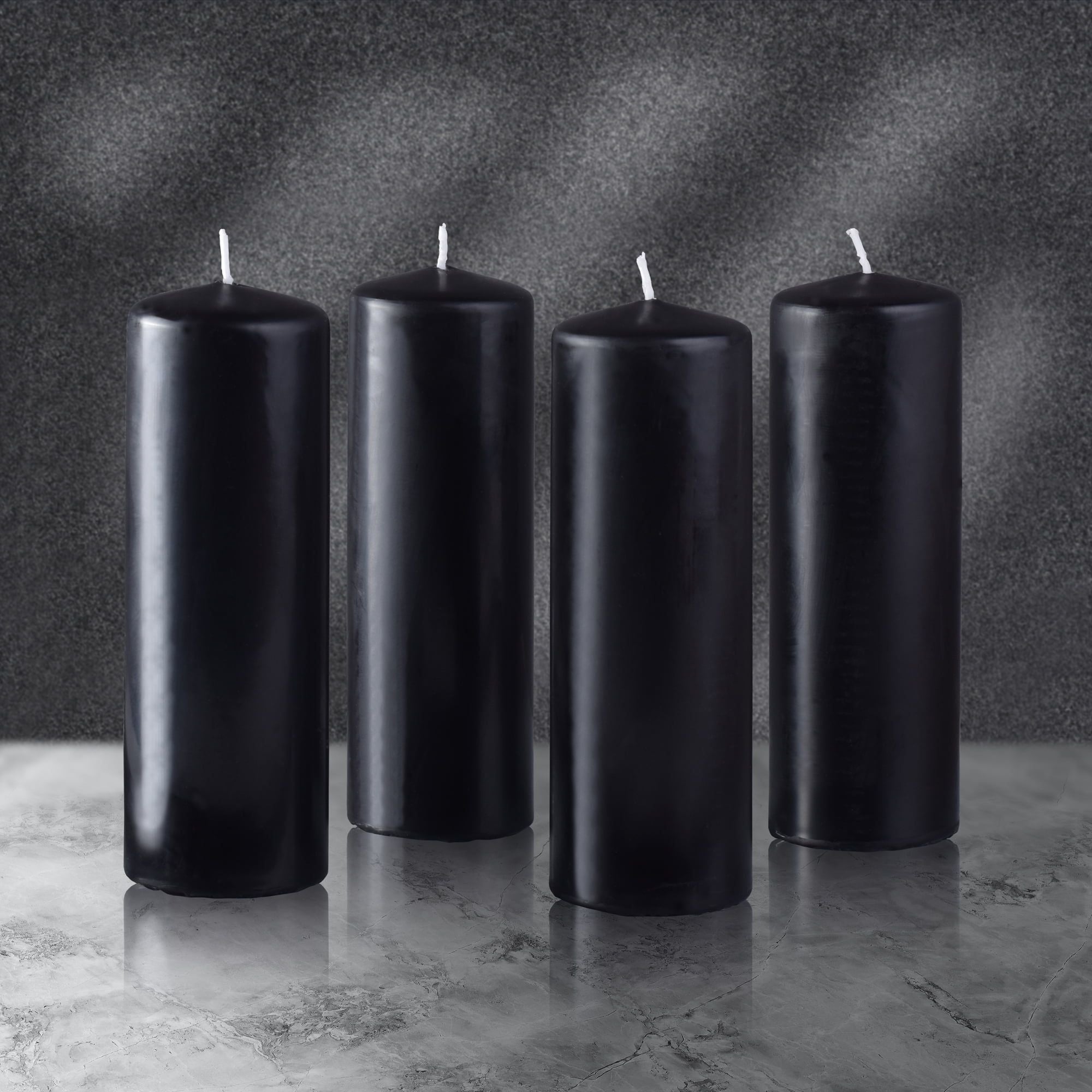 Hyoola 2 x 6 Black Unscented European Made Pillar Candles, Dripless Paraffin Wax with Smokeless Cotton Wicks, 4-Pack - SJB-DIAMOND ELITES