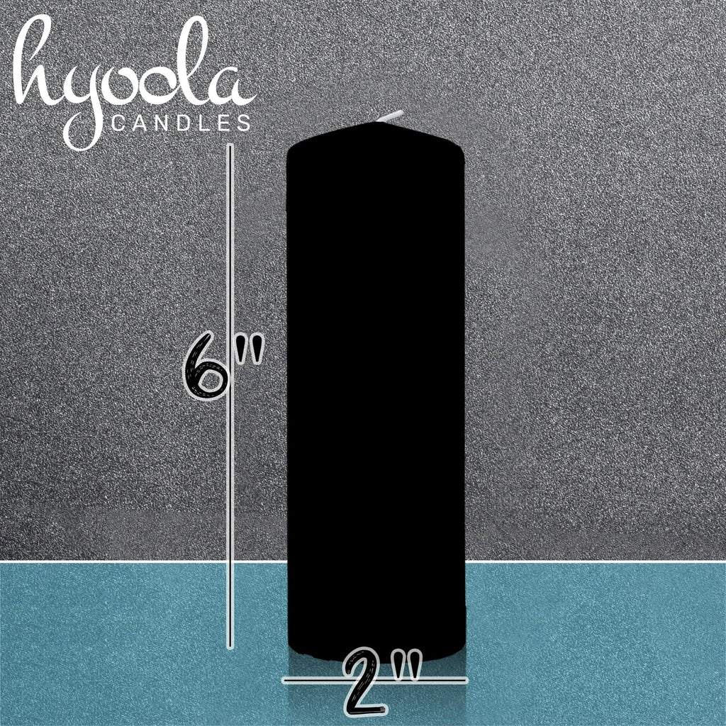 Hyoola 2 x 6 Black Unscented European Made Pillar Candles, Dripless Paraffin Wax with Smokeless Cotton Wicks, 4-Pack - SJB-DIAMOND ELITES