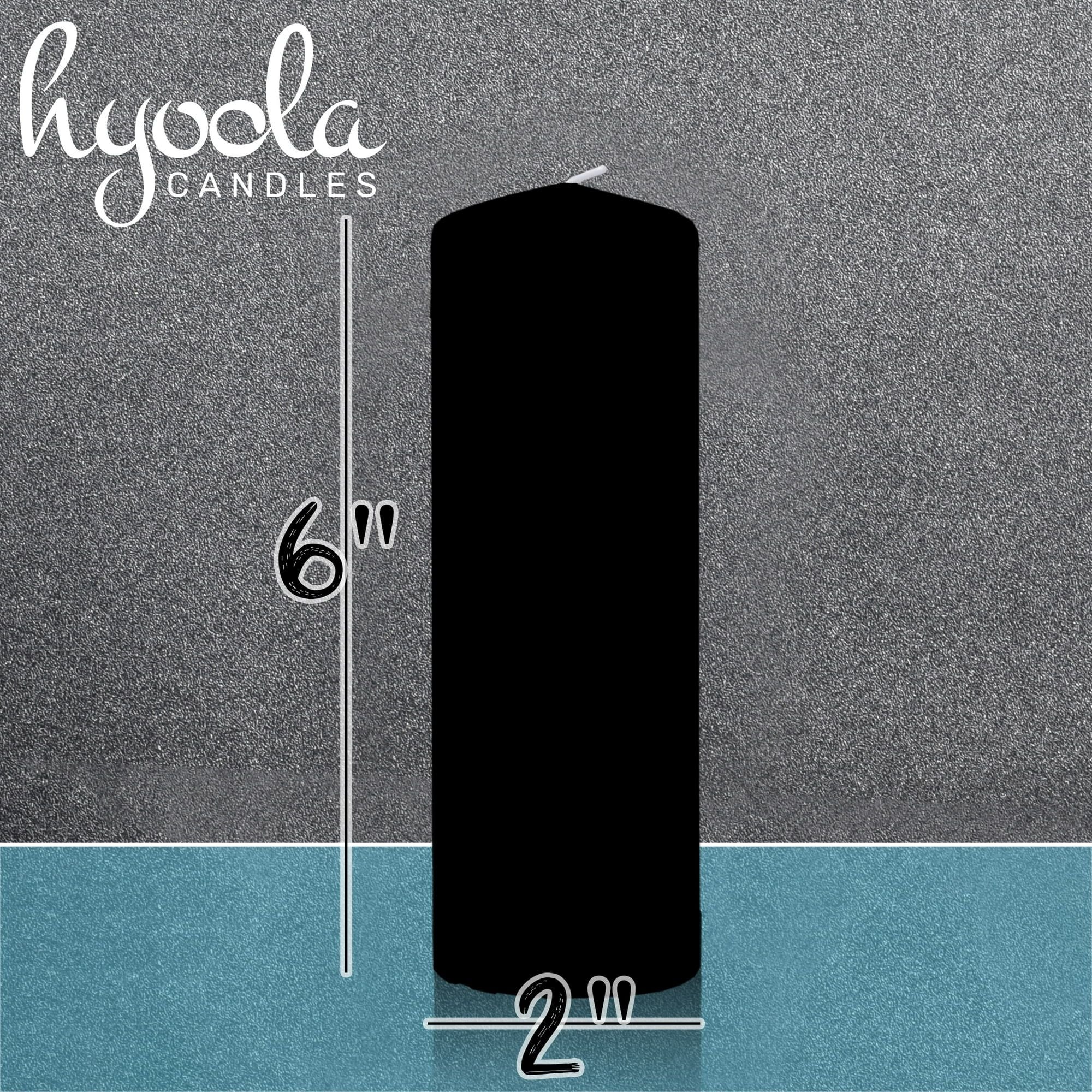 Hyoola 2 x 6 Black Unscented European Made Pillar Candles, Dripless Paraffin Wax with Smokeless Cotton Wicks, 4-Pack - SJB-DIAMOND ELITES