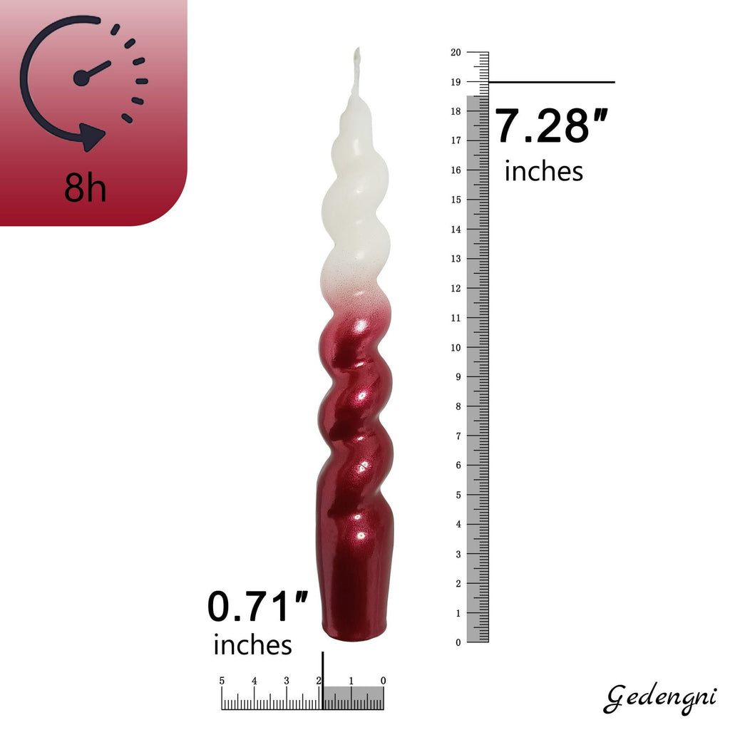 FCMSHAMD 7.3'' White Red Dripless Taper Candles(2 Pack) - SJB-DIAMOND ELITES