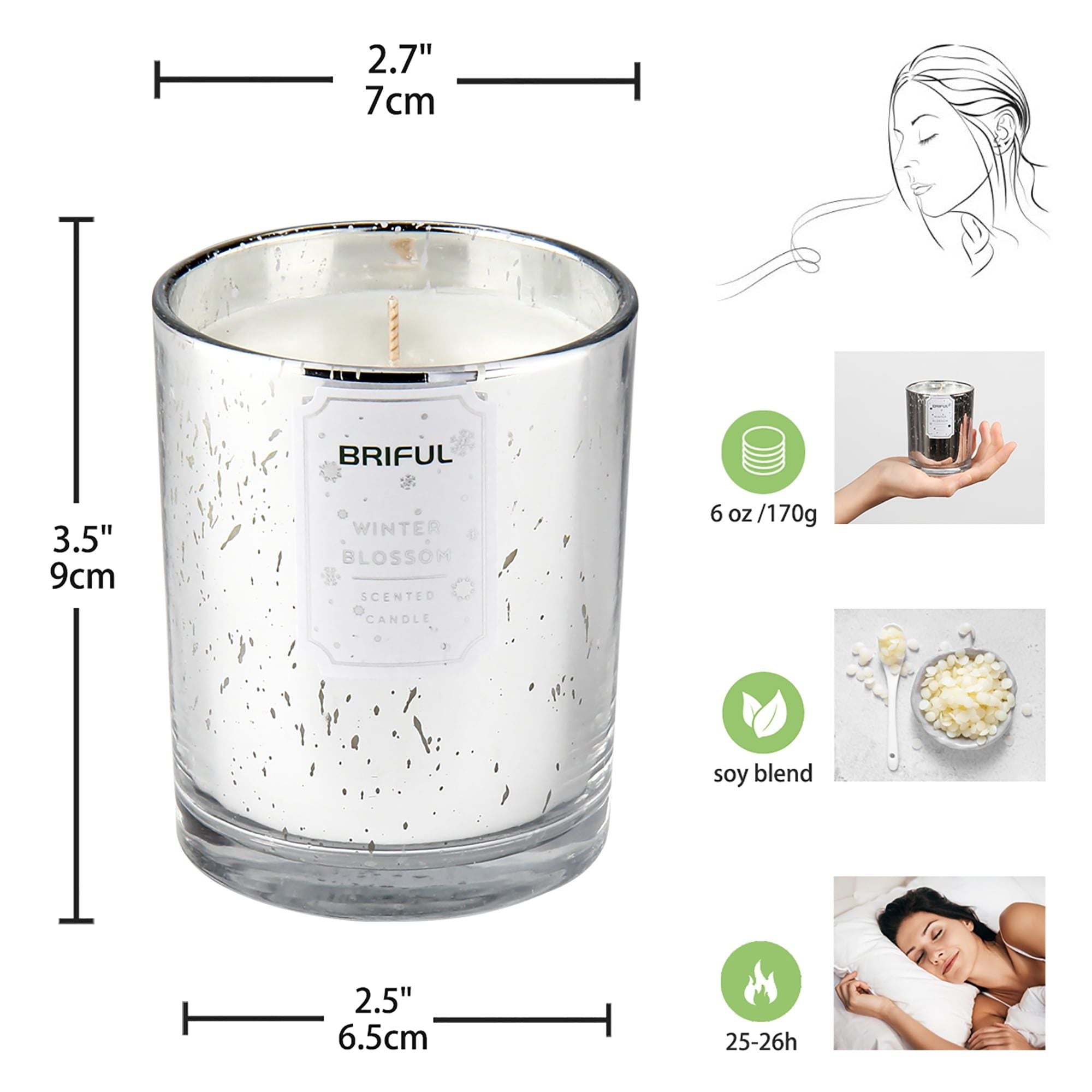 Briful Scented Candles Pine Candle Aromatherapy Soy Candle Jar Christmas Gifts White - SJB-DIAMOND ELITES