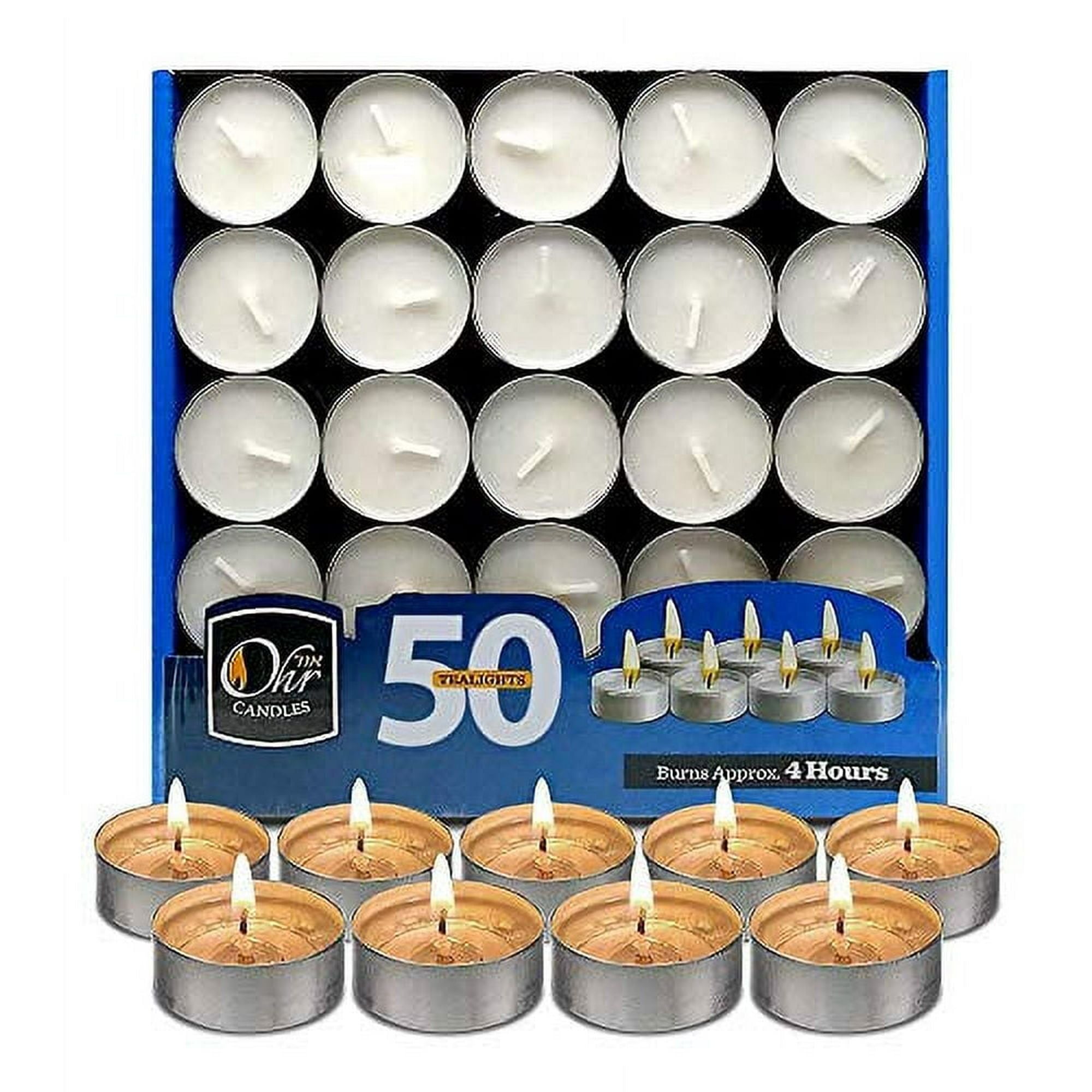 Ohr Candles 4 Hour Unscented Tealight Candles - White, 50 Pack - SJB-DIAMOND ELITES