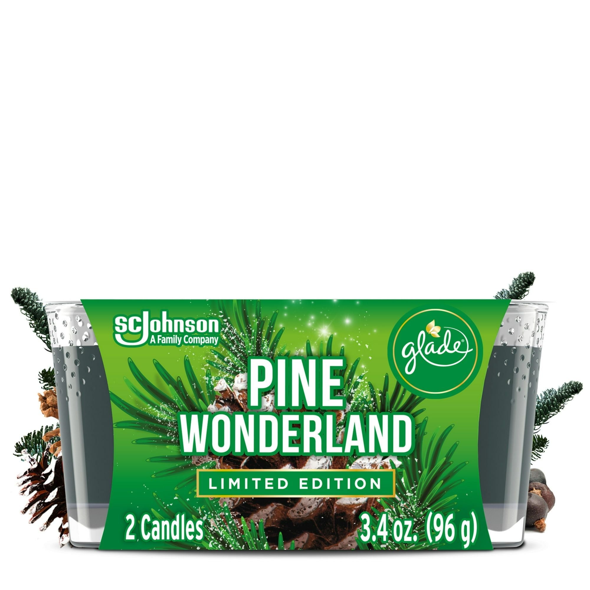 Glade Jar Candle 2 CT, Pine Wonderland, 6.8 OZ. Total, Air Freshener, Wax Infused with Essential Oils - SJB-DIAMOND ELITES