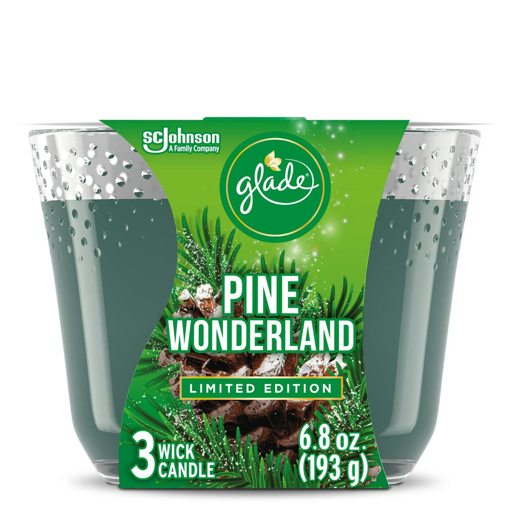 Glade Candle, 3 Wick Scented Candle, Pine Wonderland, 6.8 oz - SJB-DIAMOND ELITES