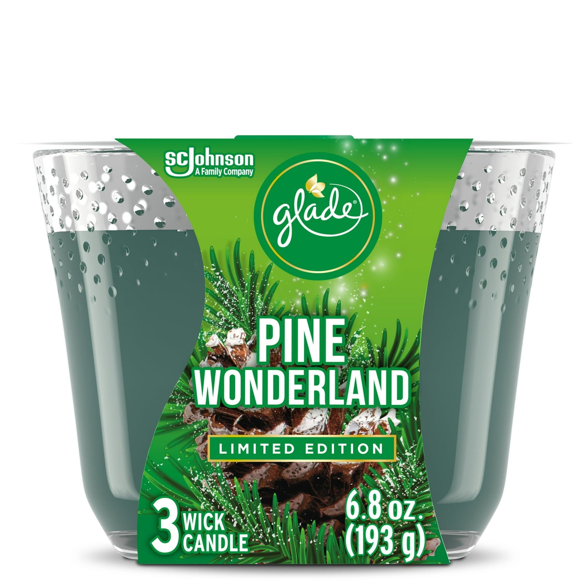 Glade Candle, 3 Wick Scented Candle, Pine Wonderland, 6.8 oz - SJB-DIAMOND ELITES