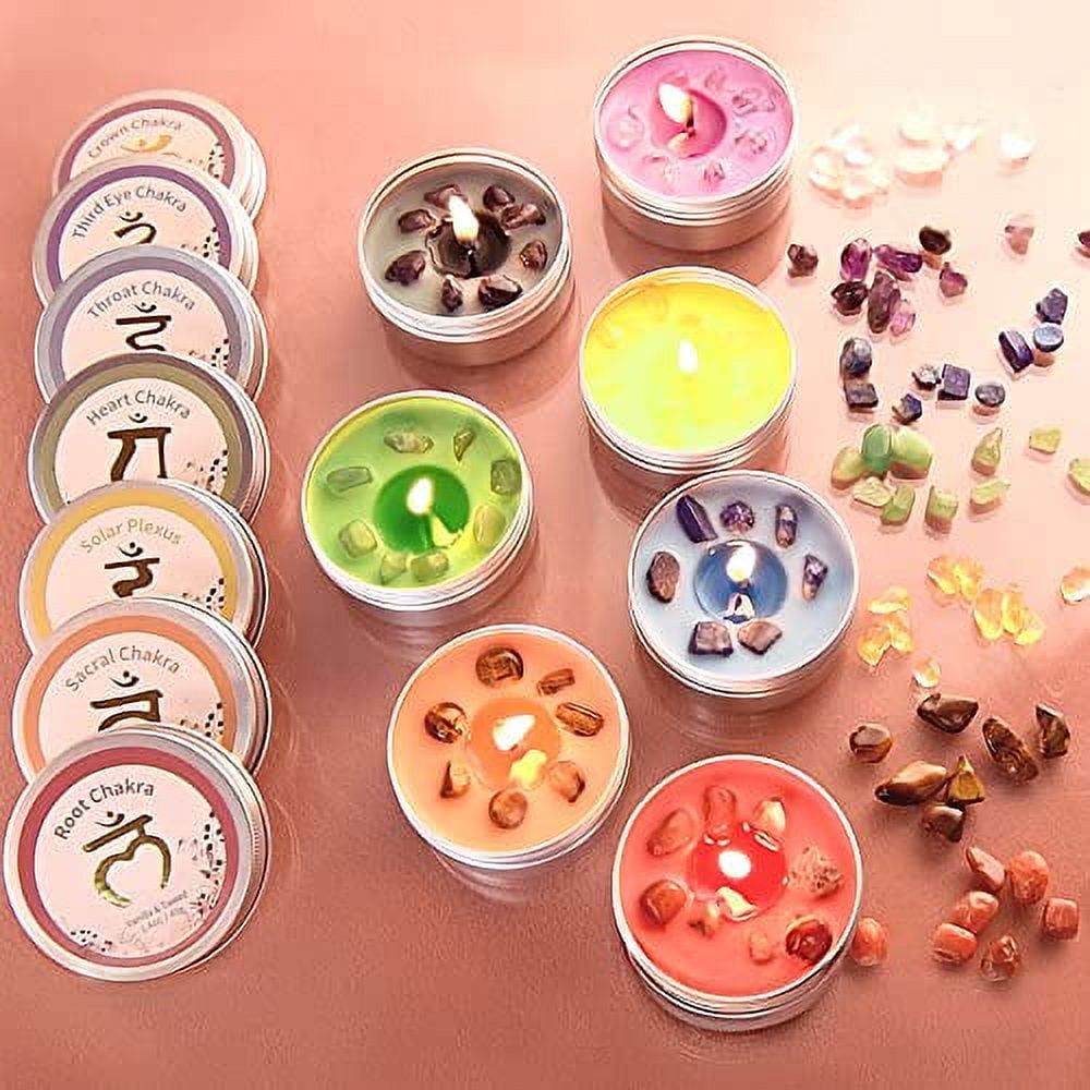 Chakra Candles Set of 7,Meditation Crystal Scented Candles Gift Set for Women, Spiritual Healing Candles for Promotes Positive Energy,Yoga,Cleansing,Manifesting,Relaxation - SJB-DIAMOND ELITES