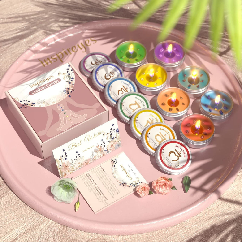 Chakra Candles Set of 7,Meditation Crystal Scented Candles Gift Set for Women, Spiritual Healing Candles for Promotes Positive Energy,Yoga,Cleansing,Manifesting,Relaxation - SJB-DIAMOND ELITES