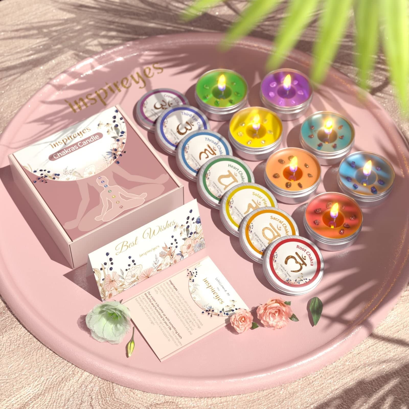 Chakra Candles Set of 7,Meditation Crystal Scented Candles Gift Set for Women, Spiritual Healing Candles for Promotes Positive Energy,Yoga,Cleansing,Manifesting,Relaxation - SJB-DIAMOND ELITES