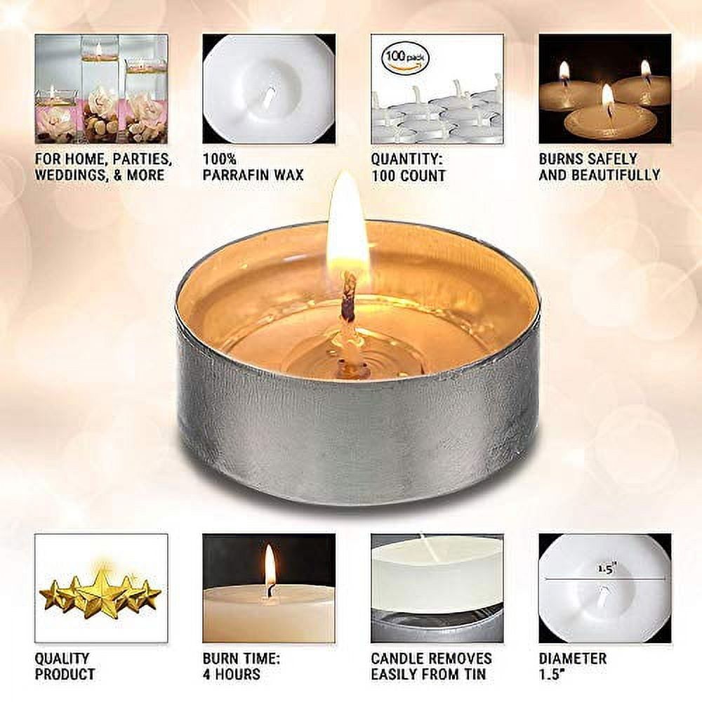 Ohr Candles 4 Hour Unscented Tealight Candles - White, 100 Pack - SJB-DIAMOND ELITES