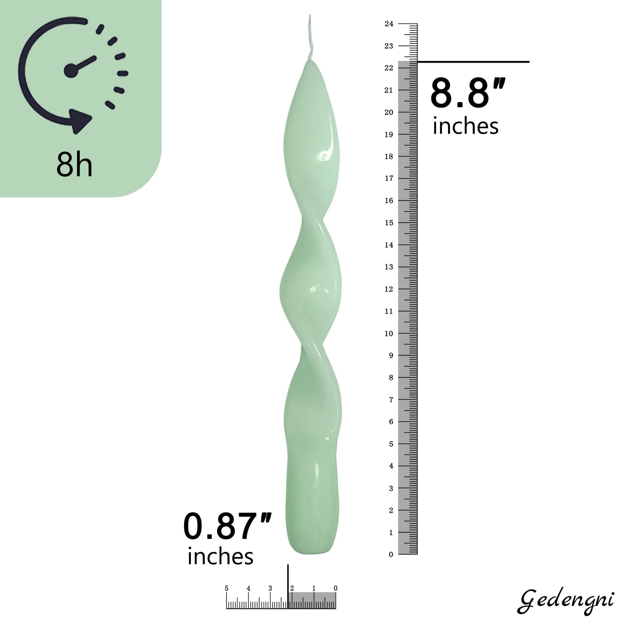Green Taper Candles Set of 2 -8.8 inch Candles Sticks - SJB-DIAMOND ELITES