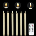 Chamvis Flickering Ivory Flameless LED Battery Operated Taper Plastic Candles 3D Wick Lights 6PK with Remote Control with Timer for Home Decor Halloween Christmas Wedding - SJB-DIAMOND ELITES