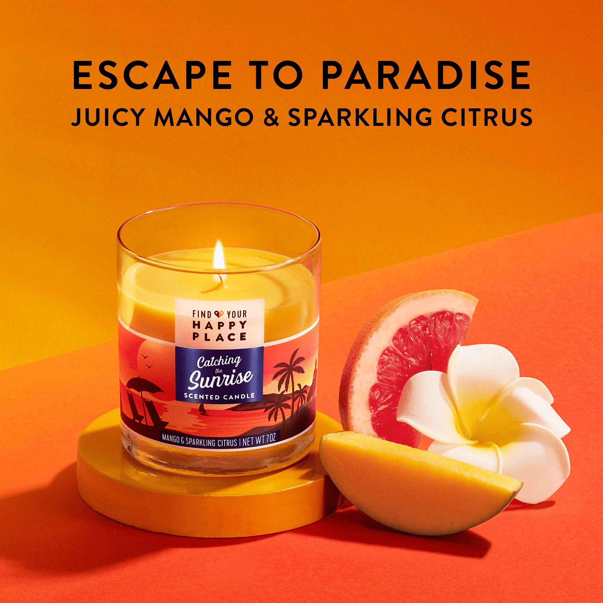 Find Your Happy Place Candle Catching the Sunrise Mango And Sparkling Citrus 7 oz - SJB-DIAMOND ELITES