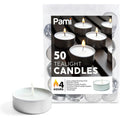 PAMI Premium Tealight Candles Unscented Paraffin Small Candles in Bulk, 50-Pack - SJB-DIAMOND ELITES