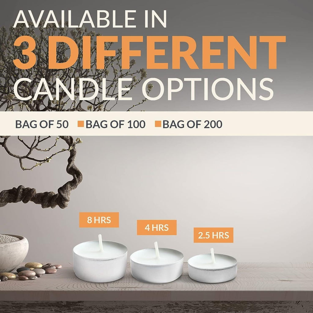 PAMI Premium Tealight Candles Unscented Paraffin Small Candles in Bulk, 50-Pack - SJB-DIAMOND ELITES