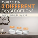 PAMI Premium Tealight Candles Unscented Paraffin Small Candles in Bulk, 50-Pack - SJB-DIAMOND ELITES
