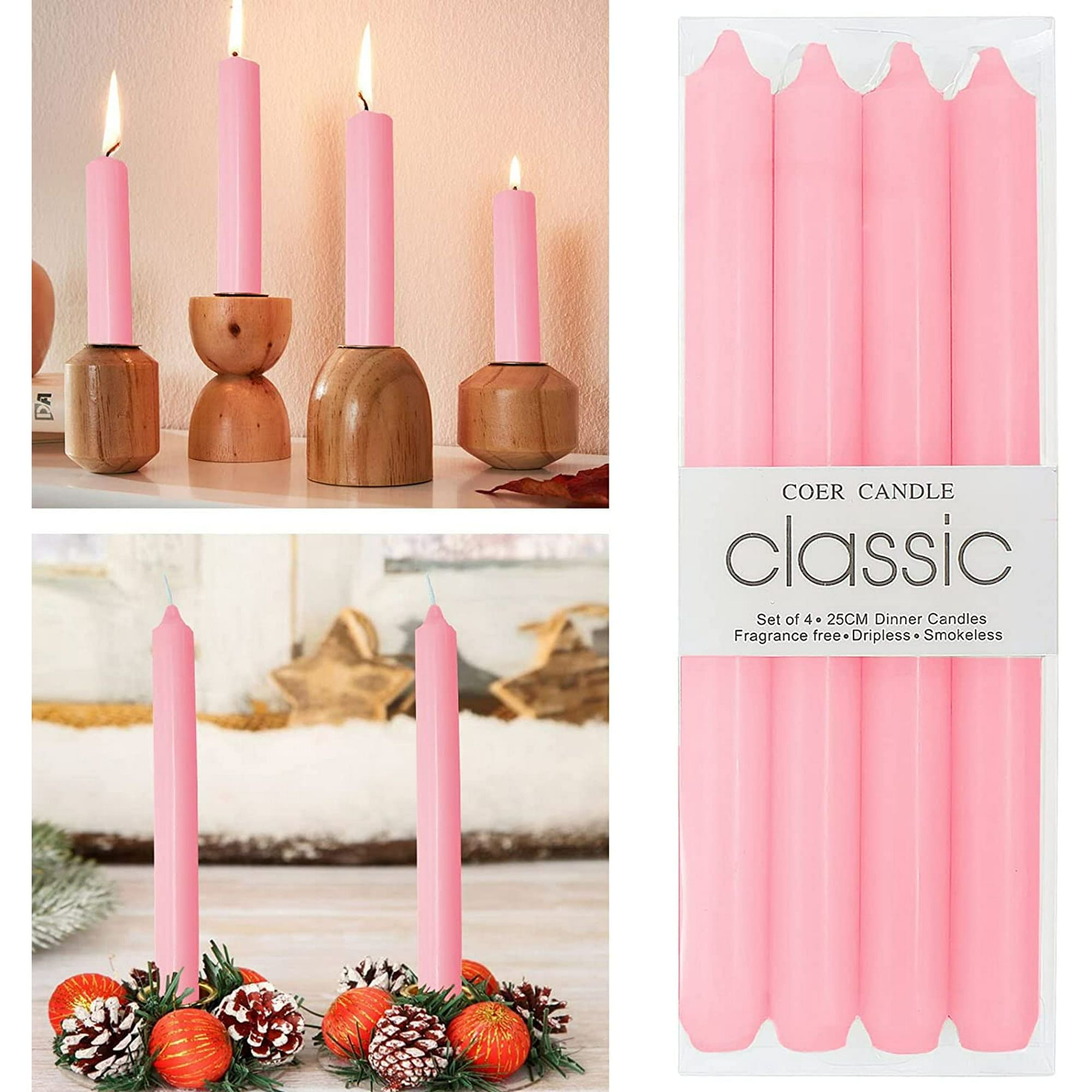 STONCEL Pink Candles 10 in, 12 Pack Pink Candle Sticks Tapered Candles Set, Tall Candles Smokeless and Unscented, Paraffin Wax with Cotton Wicks, 6 Hour Burn Time for Candlesticks Dinner Festival - SJB-DIAMOND ELITES
