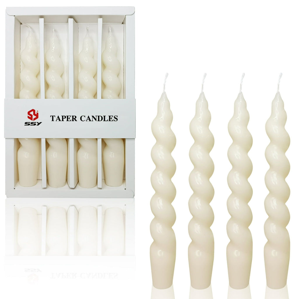 FCMSHAMD 7.5 Inch Spiral Taper Candles Set of 4 Burn Time 6 H Unscented Smokeless for Wedding Dinner Decoration Candle Sticks - SJB-DIAMOND ELITES