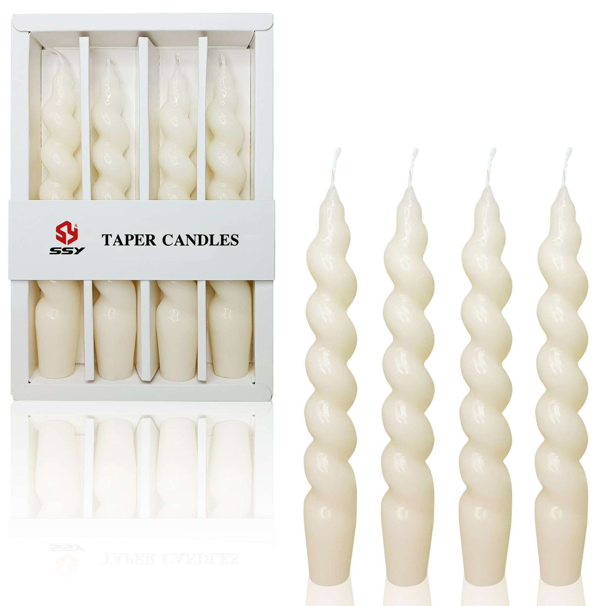 FCMSHAMD 7.5 Inch Spiral Taper Candles Set of 4 Burn Time 6 H Unscented Smokeless for Wedding Dinner Decoration Candle Sticks - SJB-DIAMOND ELITES