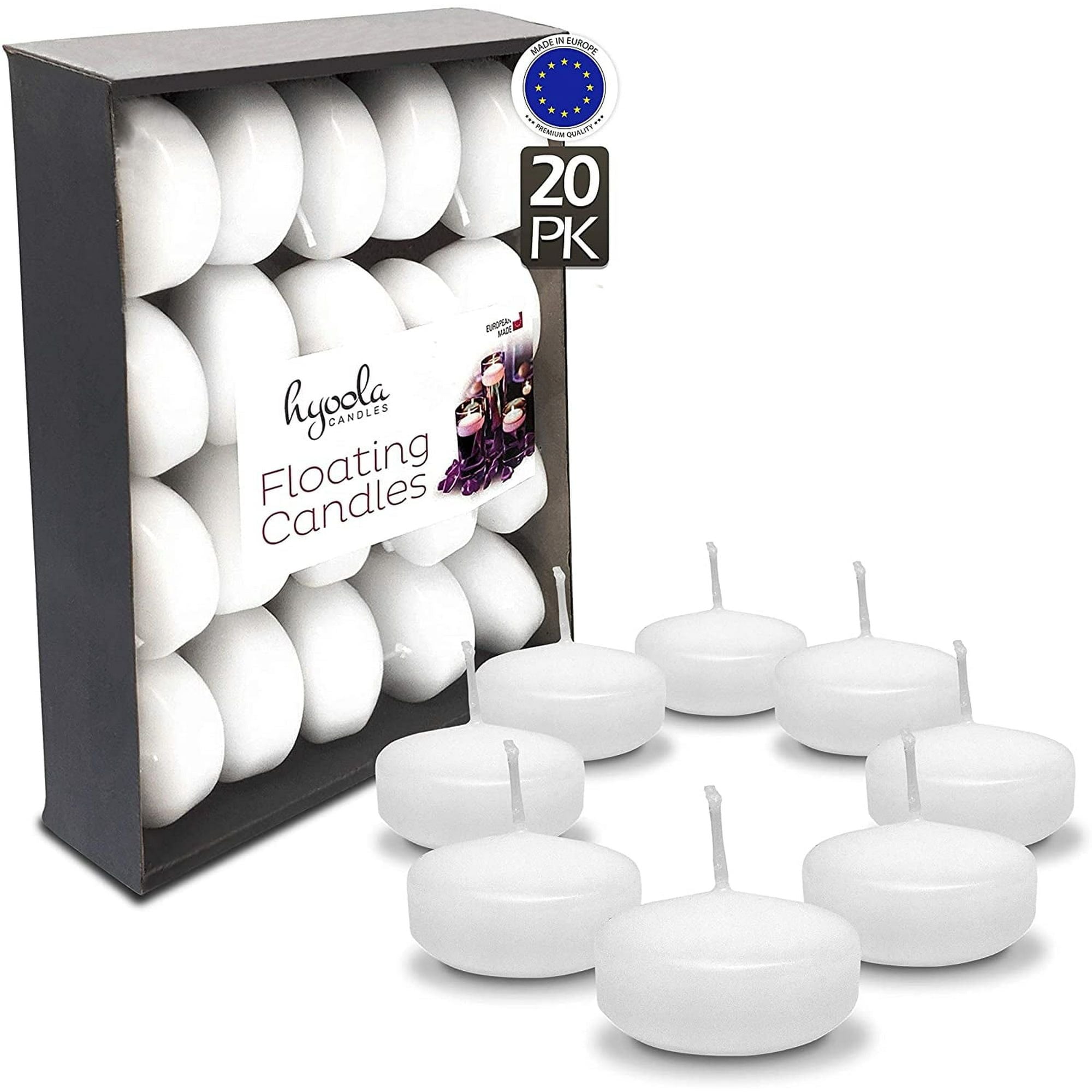 Hyoola 1.75 inch Round Unscented White European Made Floating Candles, Paraffin Wax with Cotton Wicks, 20-Pack - SJB-DIAMOND ELITES