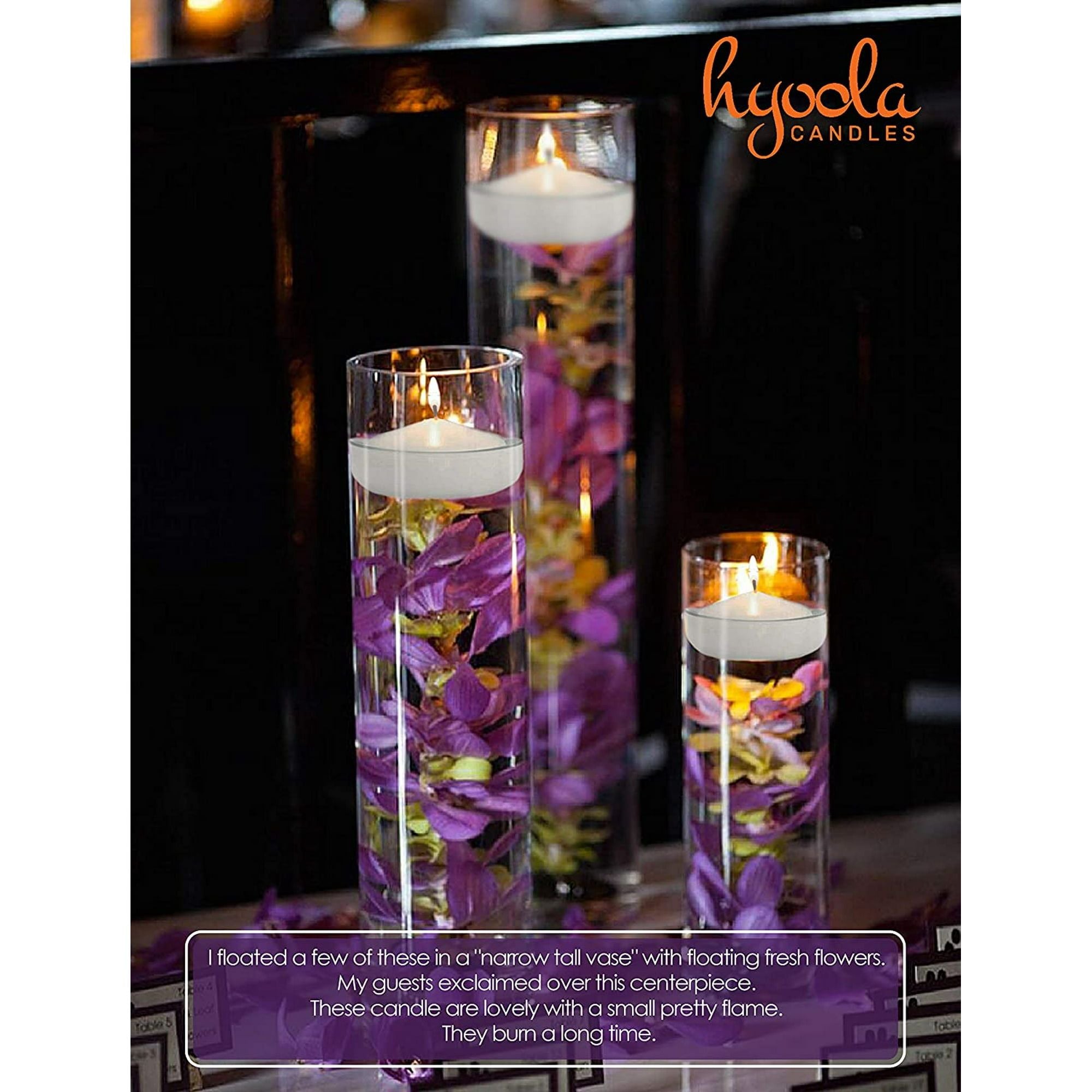 Hyoola 1.75 inch Round Unscented White European Made Floating Candles, Paraffin Wax with Cotton Wicks, 20-Pack - SJB-DIAMOND ELITES