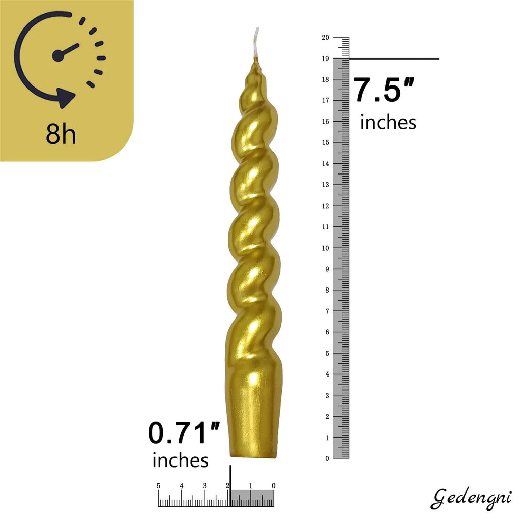 XINAOBAOLUO 7.5 inch Gold Dripless Taper Candles Burn Time 8 H,Unscented for Dinner Candles Pack of 2 - SJB-DIAMOND ELITES