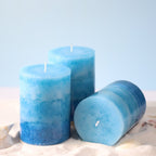 Meltone Strong Ocean Scented Pillar Candles,50+ Hrs Long Burning Candles3 Pack Blue Candles for Home Scented (3x4'') - SJB-DIAMOND ELITES