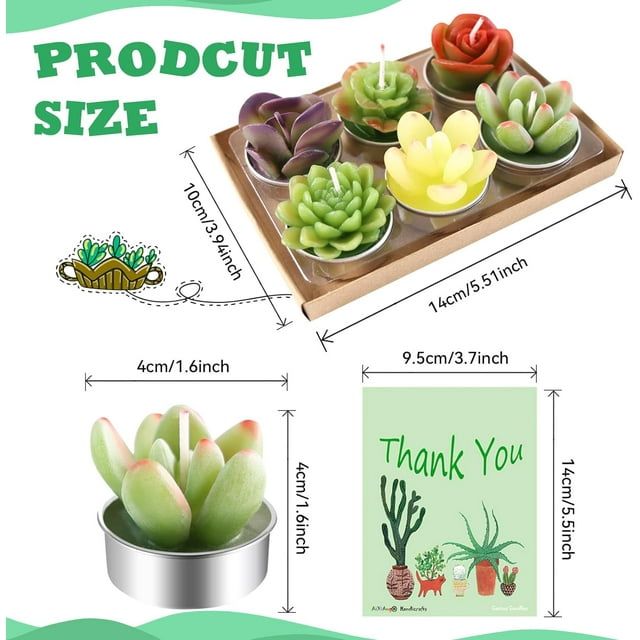 AIXIANG 12Pcs Cactus Candles Succulent Candles, Wedding Party Favors for Guests, Bridal Shower Candles Favors - SJB-DIAMOND ELITES