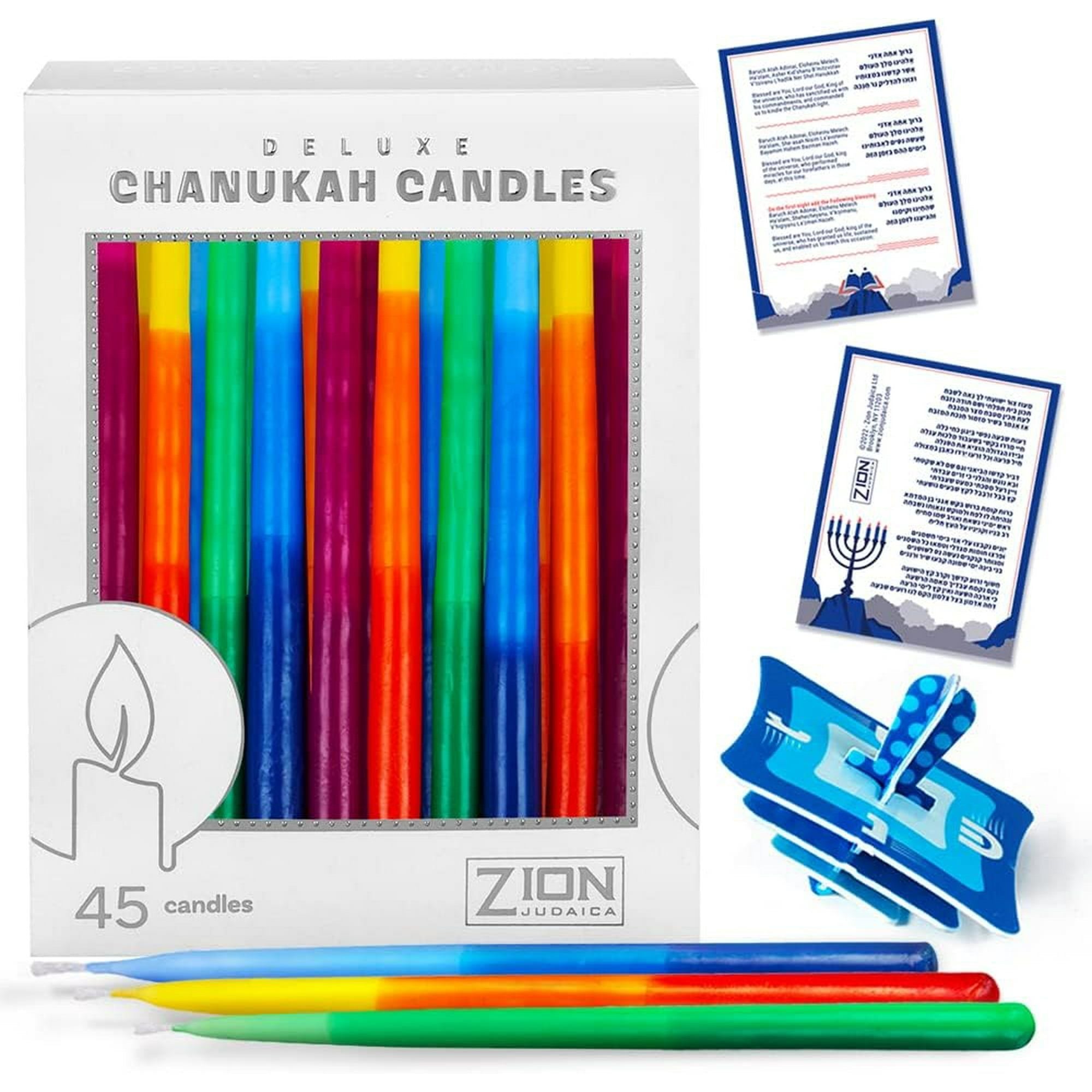 Zion Judaica Deluxe Chanukah Candles Hand Made (Tri Color) - SJB-DIAMOND ELITES