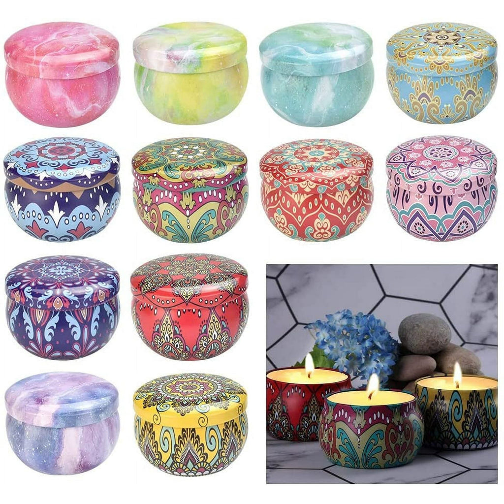 BUZIFU 12 Pcs Candle Tins, 2.5 oz Empty Candle Jars Candle Making Tin Jars Metal Candle Tins Mini Candle Making Containers Candle Jars Metal Tins with Lids for DIY Candle Making, Arts, Crafts,Storage - SJB-DIAMOND ELITES