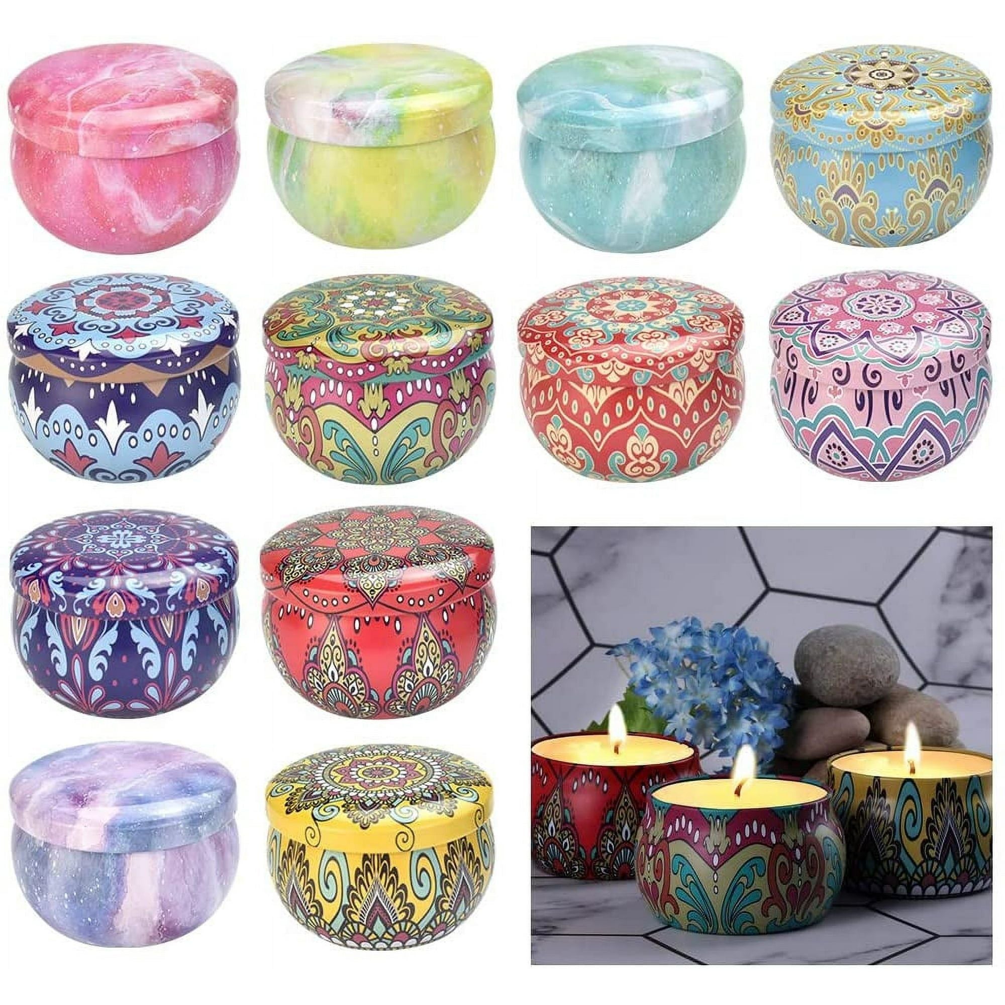 BUZIFU 12 Pcs Candle Tins, 2.5 oz Empty Candle Jars Candle Making Tin Jars Metal Candle Tins Mini Candle Making Containers Candle Jars Metal Tins with Lids for DIY Candle Making, Arts, Crafts,Storage - SJB-DIAMOND ELITES