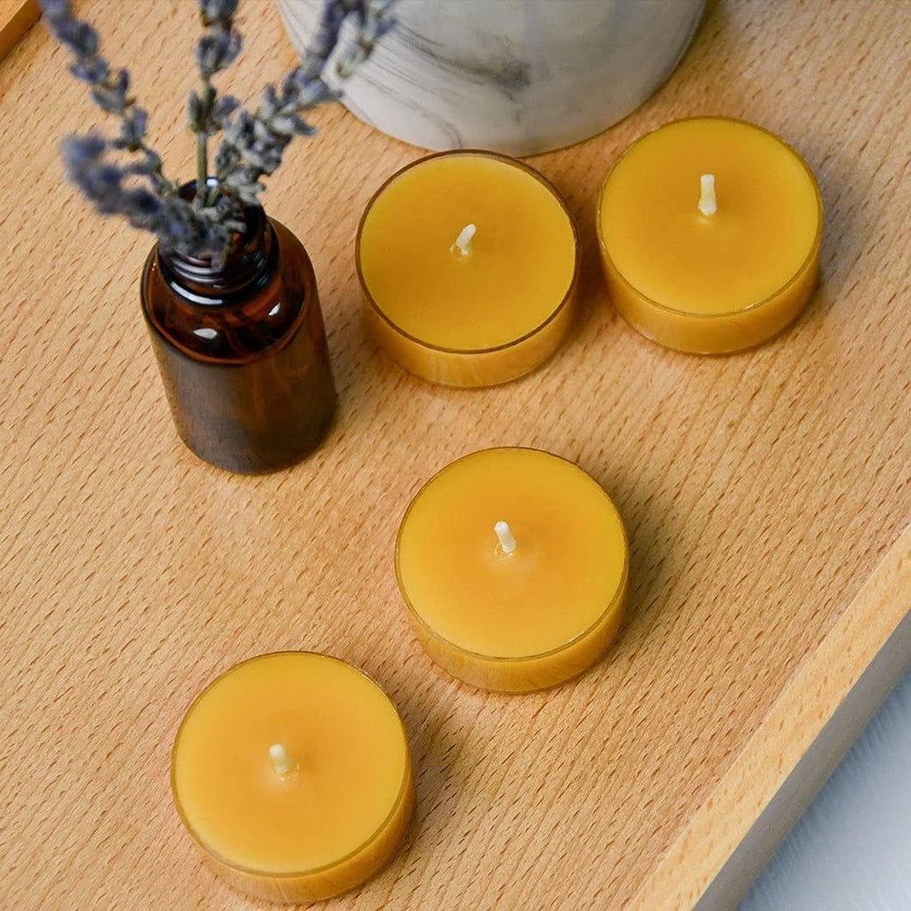 DEYBBY Beeswax Tealight Candles, Small Natural Beeswax Candle in Clear Cup for Home Decor (20 Pack) - SJB-DIAMOND ELITES