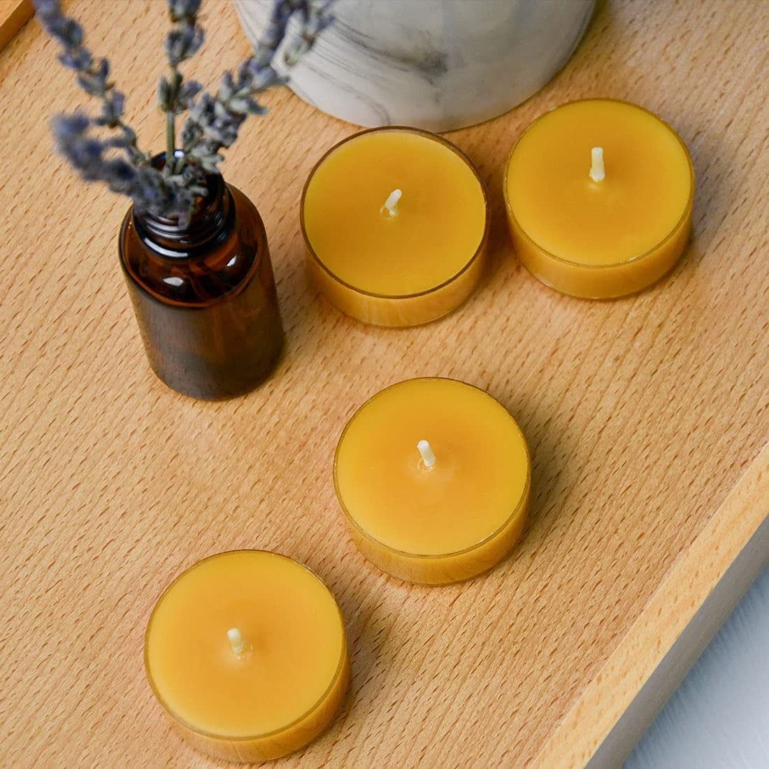 DEYBBY Beeswax Tealight Candles, Small Natural Beeswax Candle in Clear Cup for Home Decor (20 Pack) - SJB-DIAMOND ELITES