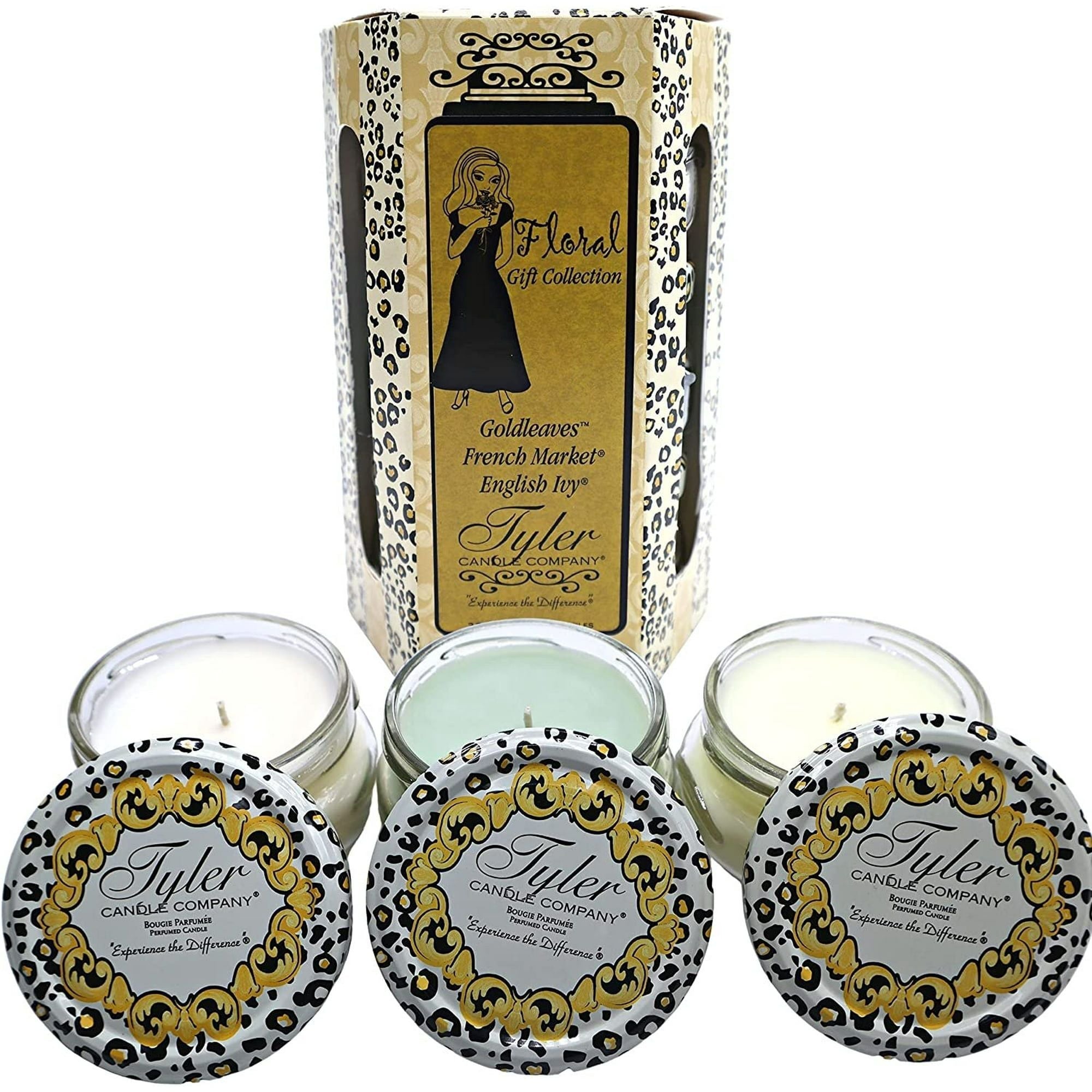 Tyler Candle Company, Floral Gift Collection, Scented Candles Gifts for Women, Ultimate Aromatherapy Experience, 3 Luxurious Candles with Essential Oils, 3.4 oz Each