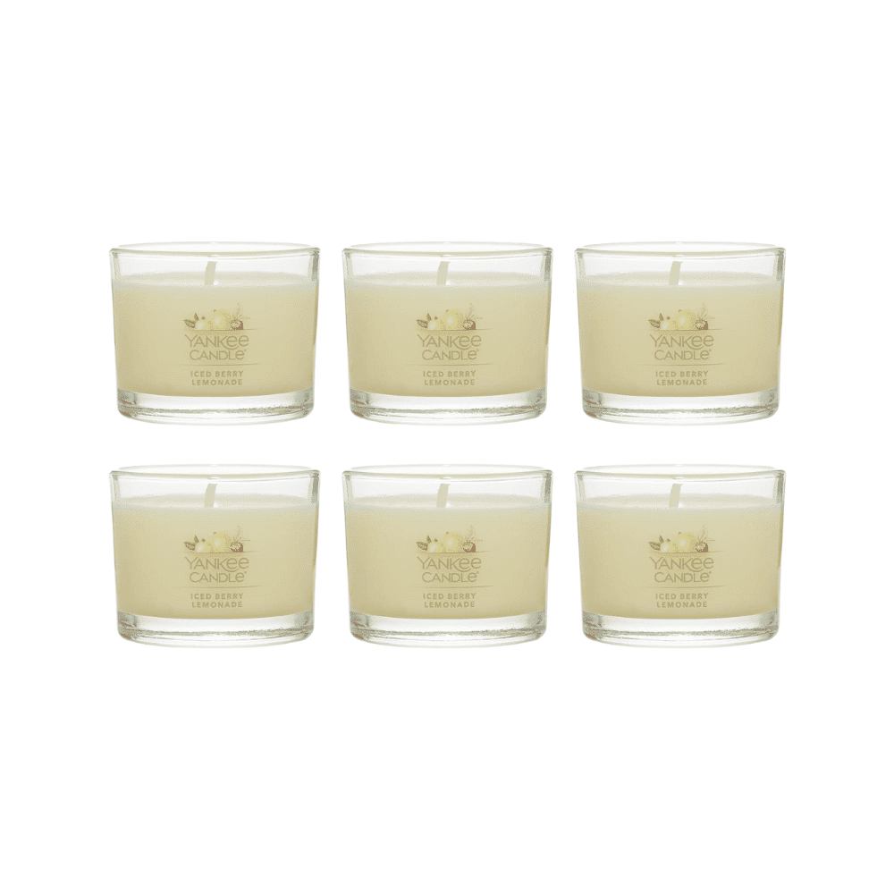 Yankee Candle Iced Berry Lemonade Signature Votive Mini Candle Glass Jar, 1.3 oz (Pack of 6)